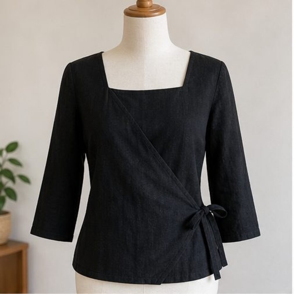 Black Wrap Blouse